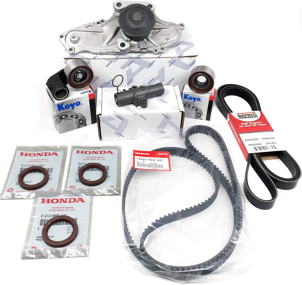 COMPLETE TIMING BELT KIT | Compatible with Honda/Acura V6 | GENUINE/OEM PARTS (Water Pump, Seals, Pulleys, Hydraulic, Serpentine Belt)