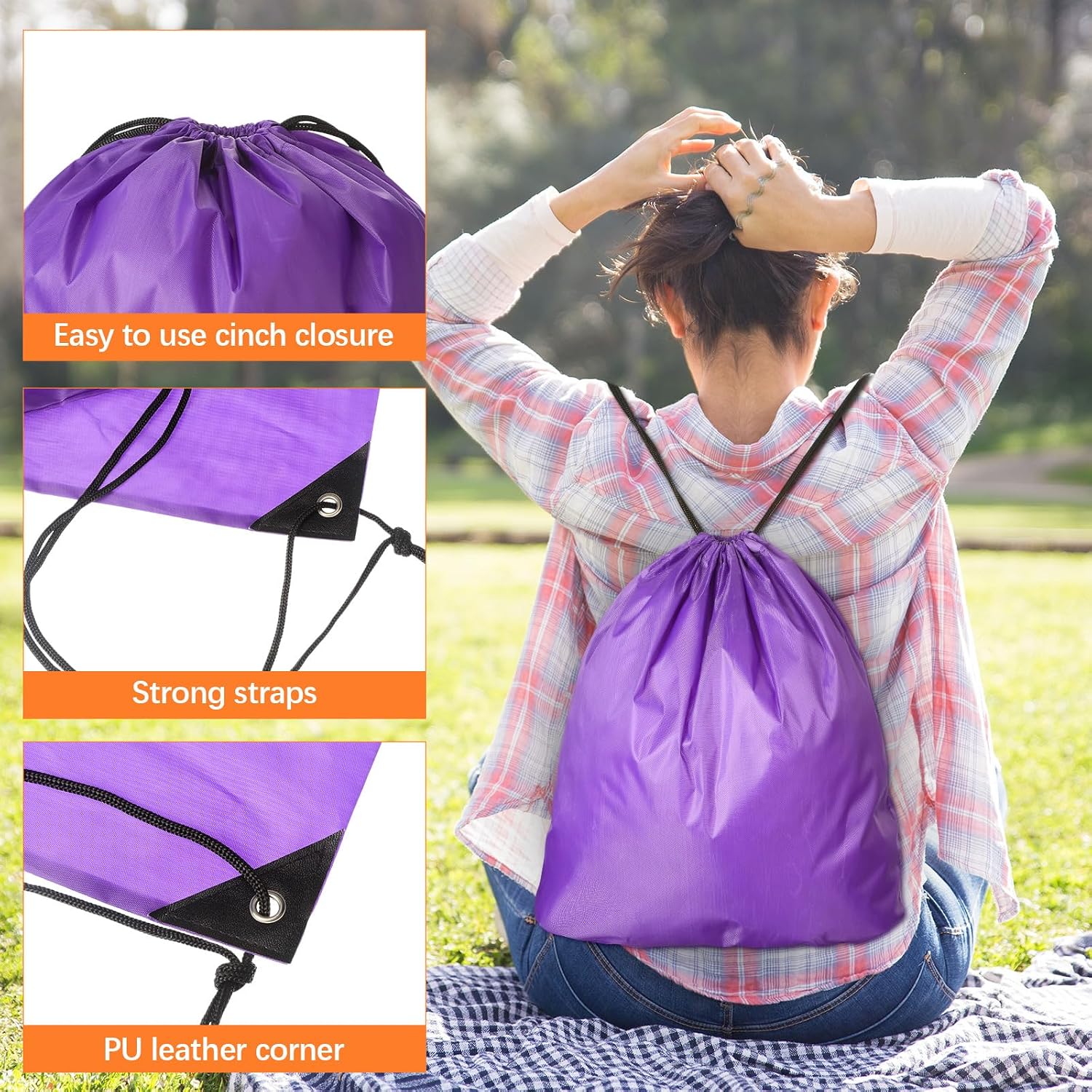 Kacctyen 400 Pcs Drawstring Backpack Bulk Draw String Bags Cinch Bag Sackpack for Homeless Care Packages Women Men Outdoor Gym Sports Party Trip, 18 Colors