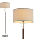 Brightech Carter LED Floor Lamp, Drum Shade with Walnut Wood Finish, Great Living Room Décor, Mid-Century Light for Living Rooms & Offices, Mid Century Modern Lamp for Bedroom