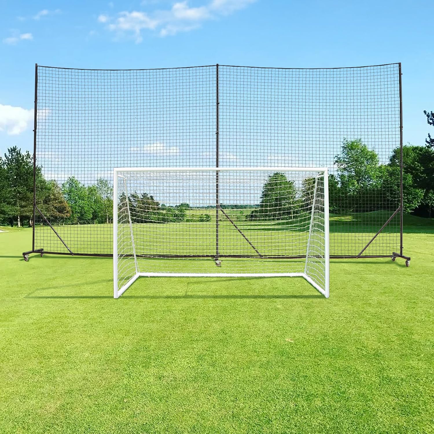 Ball Stop System - Soccer Backstop Net, Heavy Duty, High Impact, Practice Barrier