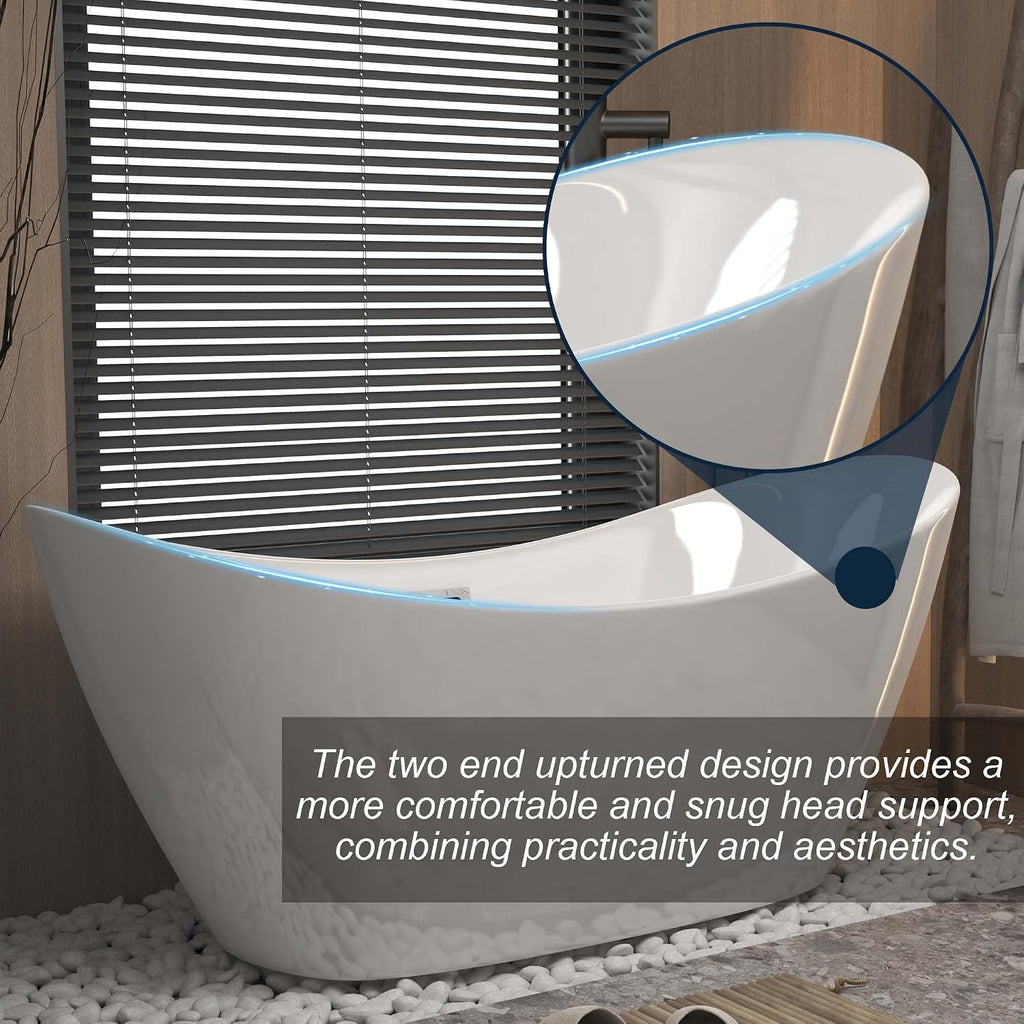 67' Oval Freestanding Soaking Bathtub with Toe-Tap Chrome Drain & Adjustable Leveling Feet, Stand Alone Tub, Acrylic Soaking Tub, Ergonomic (67')