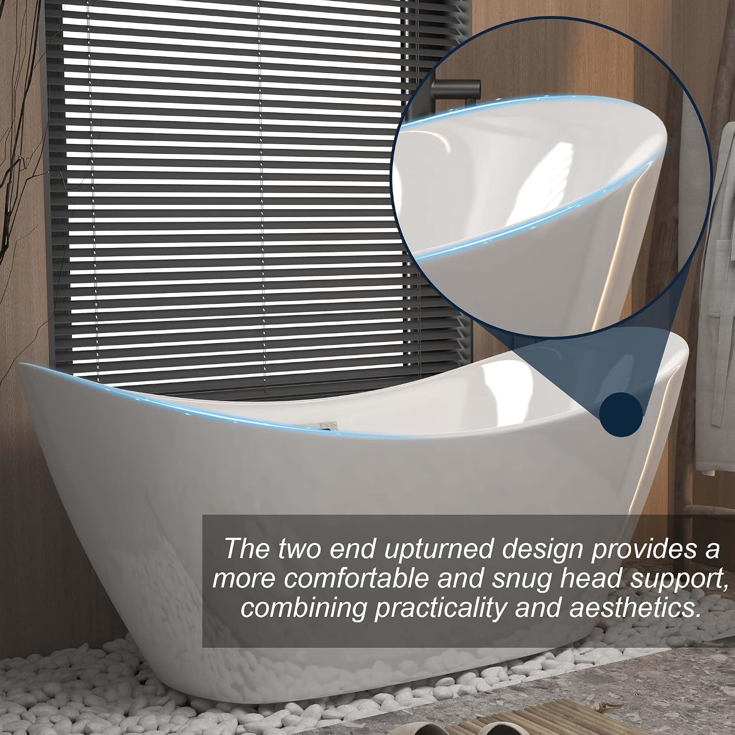 59' Oval Freestanding Soaking Bathtub with Toe-Tap Chrome Drain & Adjustable Leveling Feet, Stand Alone Tub, Acrylic Soaking Tub, Ergonomic (59')