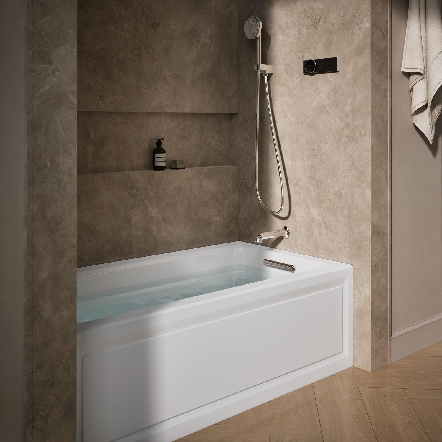 KOHLER K-1122-RA-0 Archer 60-Inch x 32-Inch Alcove Whirlpool bath with integral apron, integral flange and right hand drain, White
