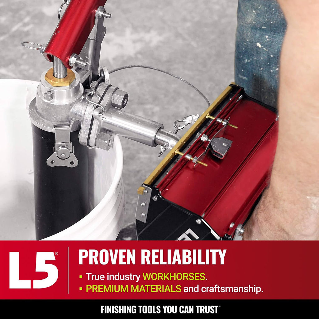 Full Drywall Taping and Finishing Set - LEVEL5 | Automatic Taper, 10'/12' Flat Boxes, 3'/3.5' Angle Heads, MiniShot, Corner Roller, Extendable Handles, Pump, Gooseneck | 4-681
