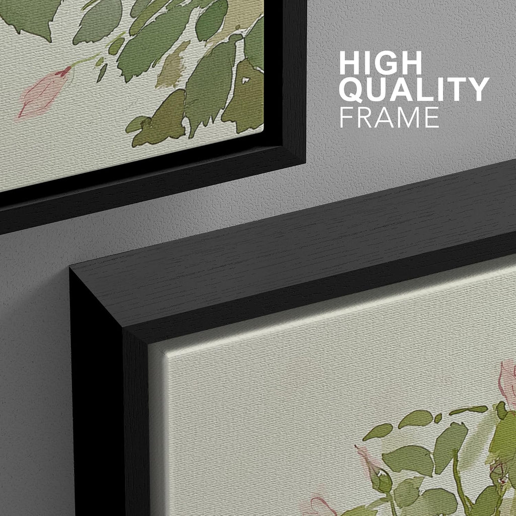 wall26 Framed Print Wall Art Set Blush Pink Rose Garden Botanical Decorative Minimal Relax/Zen for Living Room, Bedroom, Office - 16'x24'x3 BLACK