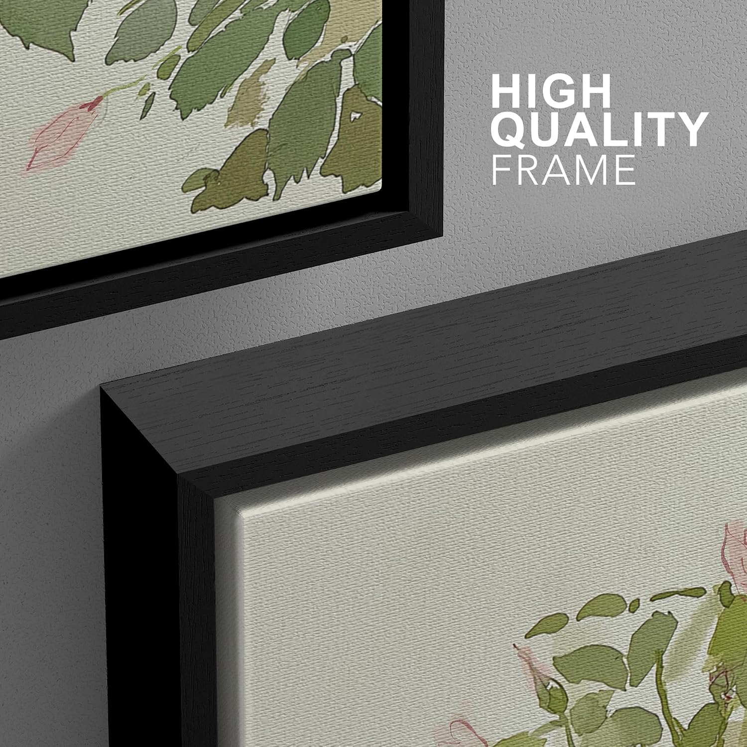 wall26 Framed Print Wall Art Set Blush Pink Rose Garden Botanical Decorative Minimal Relax/Zen for Living Room, Bedroom, Office - 16'x24'x3 BLACK