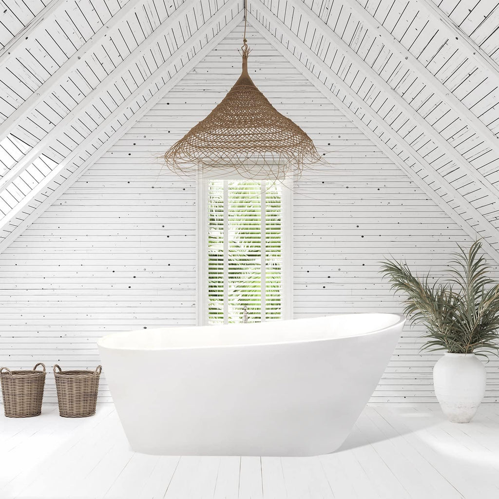Shaia 67' x 32' Freestanding Soaking Acrylic Bathtub in White