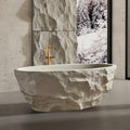 67' Edeyeu Freestanding Bathtub – Luxury Soaking Tub de Piedra Natural con Diseño Profundo y Artesanal, Solid Surface Bathtub Esculpida para Confort Premium y Baños de Estilo Moderno Color de la roca