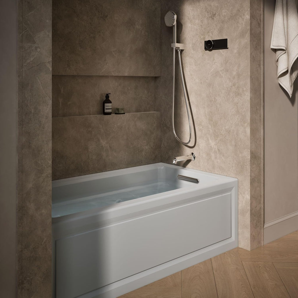 Kohler K-1122-RA-95 Archer 5Ft Whirlpool with Comfort Depth Design, Integral Apron and Right-Hand Drain, Less Heat, Ice Grey