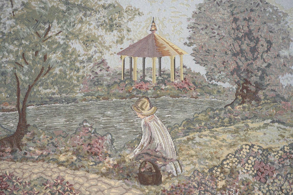 Charlotte Home Furnishings Inc Tapestry Wall Hanging, 27 x 54 Inch Busy Gardener Of Eden Wall Art, Jacquard Woven Boho Tapestry, Cotton Wall Tapestry for Bedroom, Living Room & Home Decor, European Soft Cotton Fabric