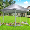 Large Metal Chicken Coop, Chicken Runs for Yard with Cover Walk-in Poultry Cage for 10 20 Chickens,Chicken Pen Duck Coop with Water-Resident Top and Feeding Door, Hexagon Hen House 13.2Lx11.4Wx8.6H FT
