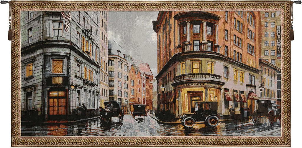 Charlotte Home Furnishings Inc Tapestry Wall Hanging, 27 x 51 Inch Broadway Wall Art, Jacquard Woven Boho Tapestry, Cotton Wall Tapestry for Bedroom, Living Room & Home Decor, European Soft Cotton Fabric