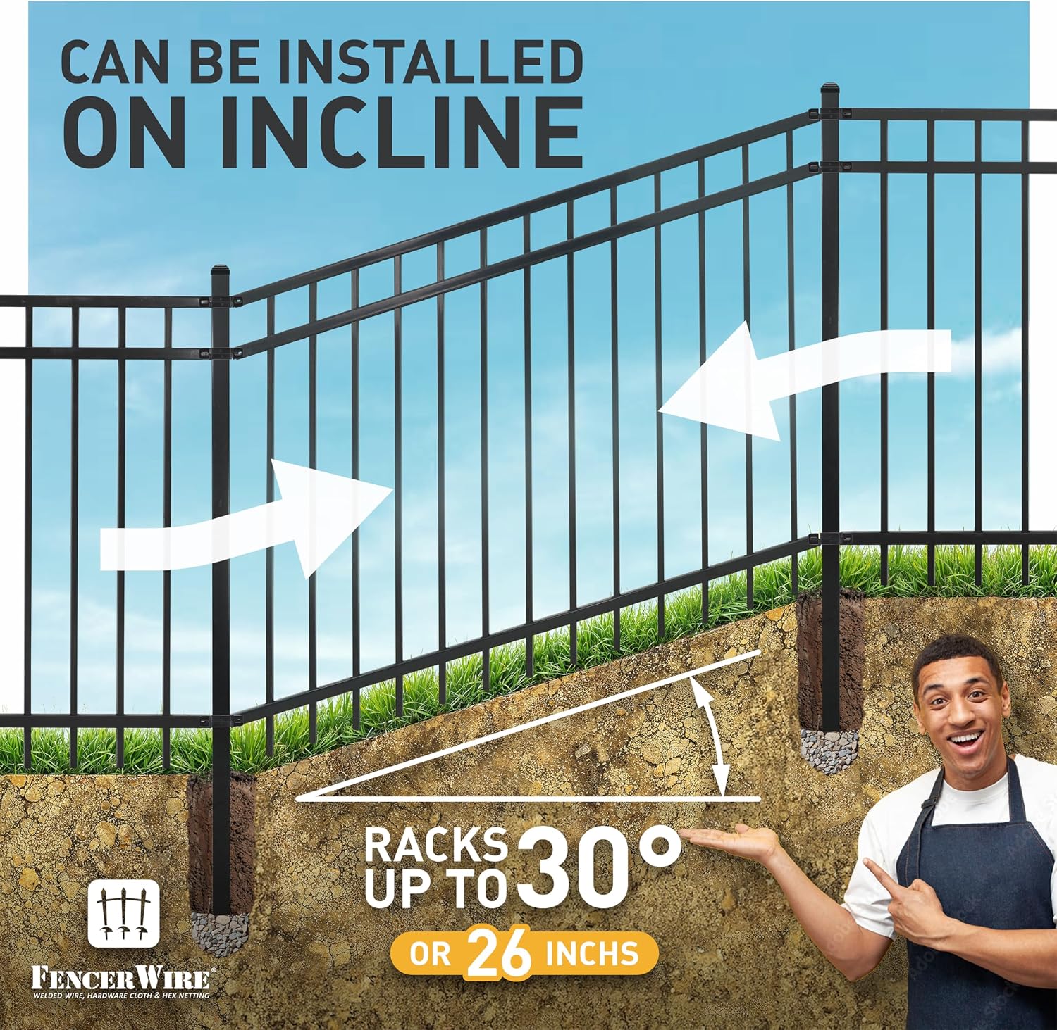 Fencer Wire Heavy Duty Flat Top Fence Barrier Panel, 6FT Height X 8FT Width Anti-Rust Metal Fencing Panel, Steel Outdoor Decorative Garden Fence Panel for Yard, Pool, Patio, Single Panel