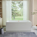 HomeBeyond 59 Inch Free Standing Bathtub | Acrylic Freestanding Bathtub Soaking Tub, Modern Bathroom Stand Alone Tub Suitable for Single Person Bathing, with Pop-up Drain Overflow