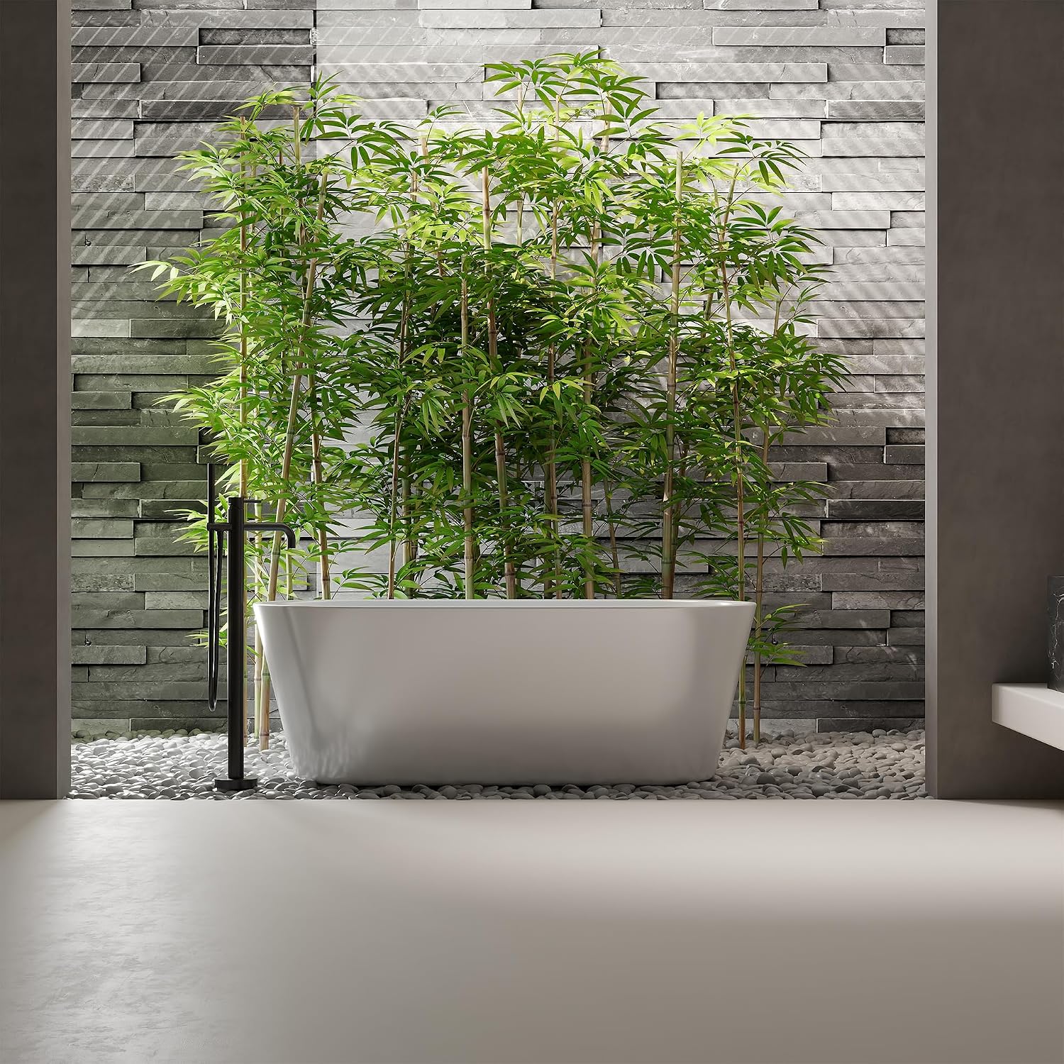 67-Inch Freestanding Acrylic Bathtub in White Finish | Chrome Drain & Overflow with Ergonomic Oval Design | Modern Soaking Tub for Family & Guest Bathrooms