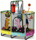 Lamerge Kids Trampoline, Indoor Trampoline Approved by ASTM, Safety Enclosure Net and Adjustable Handrail, 1-8 Children, 500lbs Capacity, 7-in-1, 60'