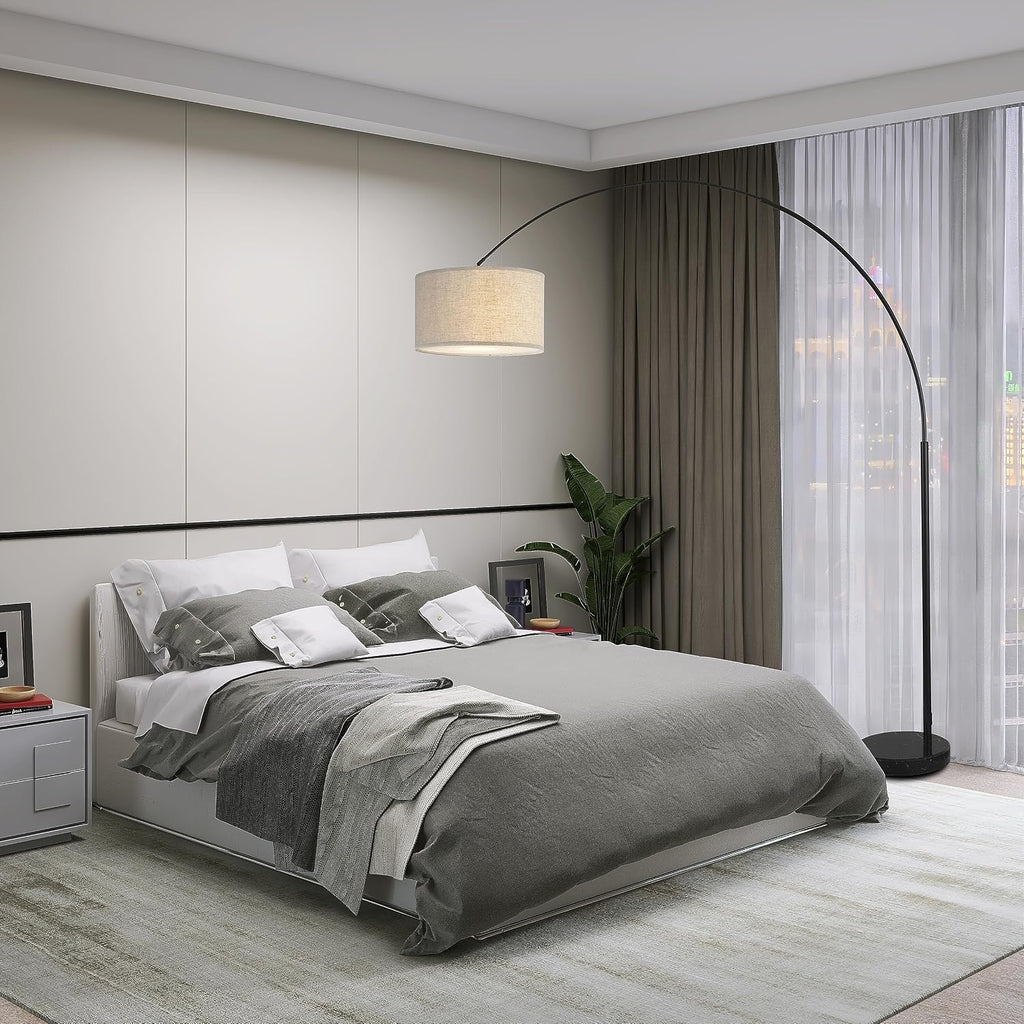 Major-Q Modern Arcing Floor Lamp - Tall Stand Up Arching Drum Shade - Large Contemporary Floor Lamp for Dining Rooms and Bedrooms - Corner Lamp for Office Lighting and Home Decor