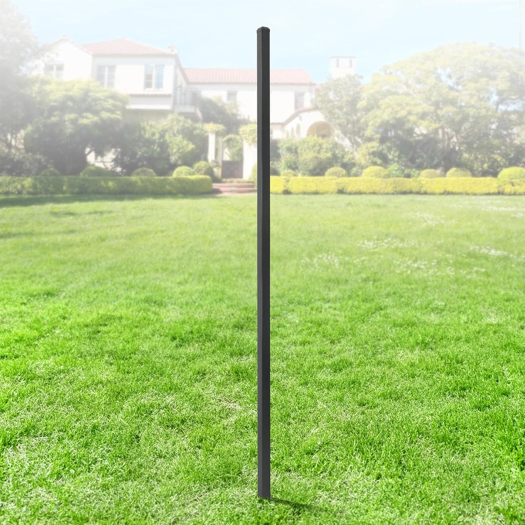Fencer Wire Heavy Duty 8FT Outdoor Steel Fencing Border Post, 16 Gauge Anti-Rust Metal Fence Post, 2' Diameter Decorative Garden Fence Post, Single