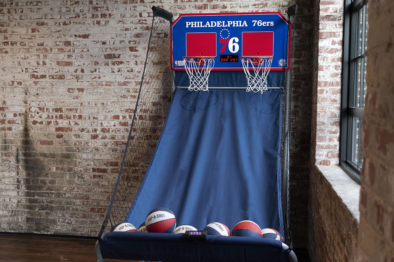 Pop-A-Shot - Home Dual Shot Arcade Basketball Game with NBA Graphics l Sensor Scoring l 16 Game Modes l 7 Balls l Foldable Storage l for All NBA Fans