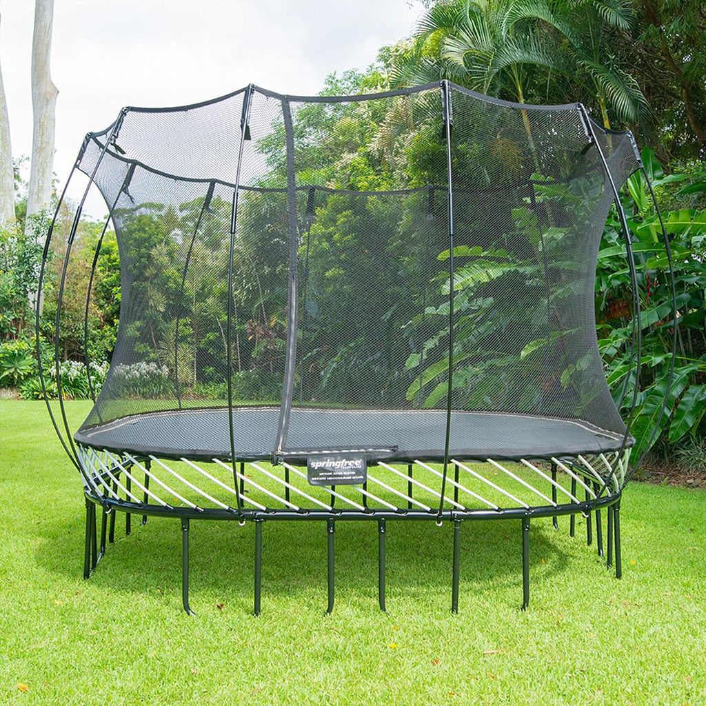 Springfree Trampoline � Springless Square Backyard Trampoline with Enclosure for Kids - 11ft or 13ft Sizes & Optional Add-On Attachments & Accessories