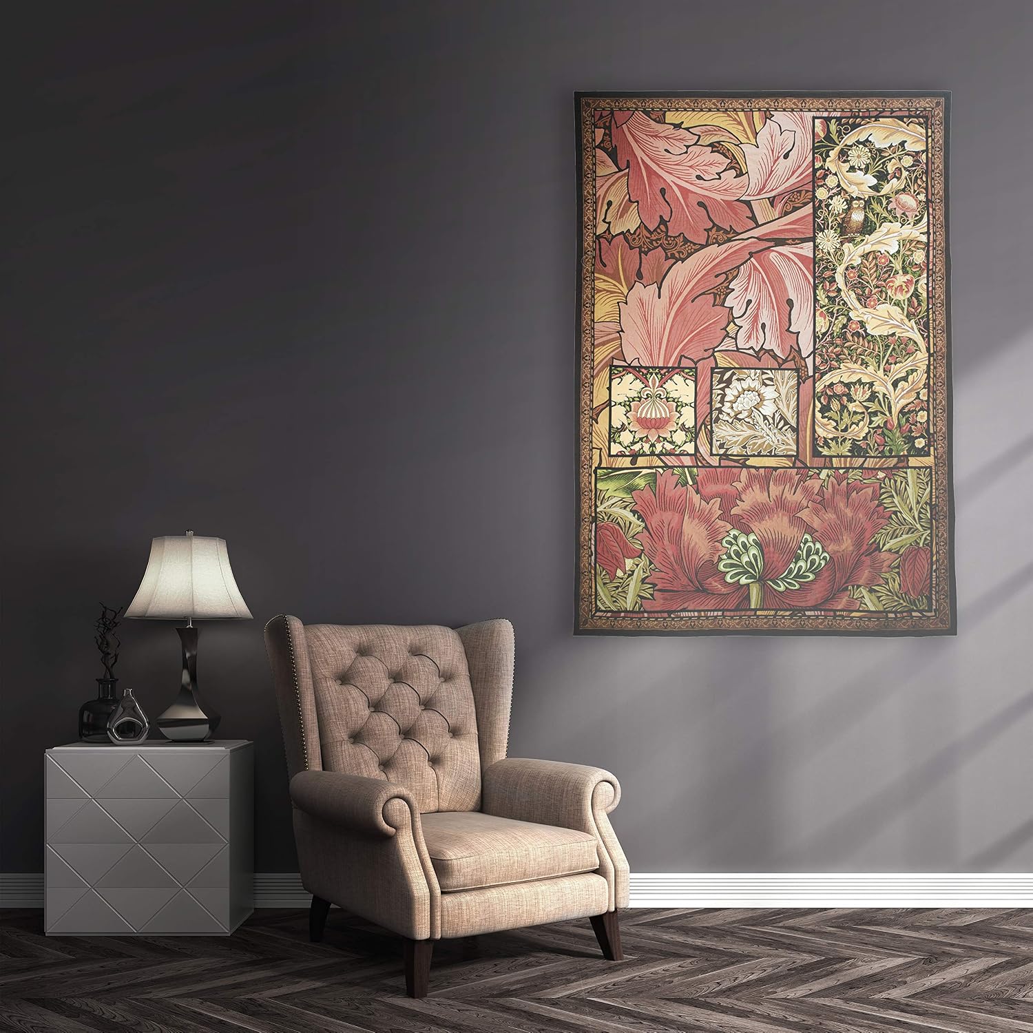 Morris Medley | Woven Tapestry Wall Art Hanging | Lush Intricate William Morris Tribute Design | 100% Cotton USA Size 72x50