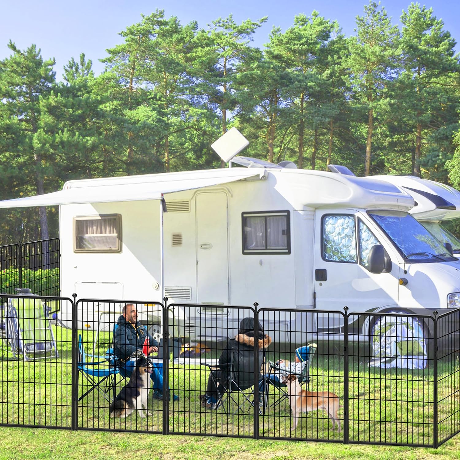 Dog Playpen 40 inch 36 Panels Indoor Outdoor Dog Pen for Large/Medium/Small Dogs Heavy Duty Metal Dog Fence Outdoor for Yard, Puppy Playpen with Door Portable Pet Fence for RV Camping Yard