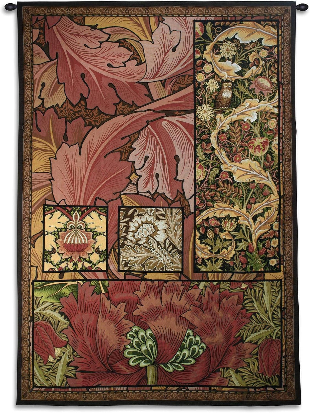 Morris Medley | Woven Tapestry Wall Art Hanging | Lush Intricate William Morris Tribute Design | 100% Cotton USA Size 72x50