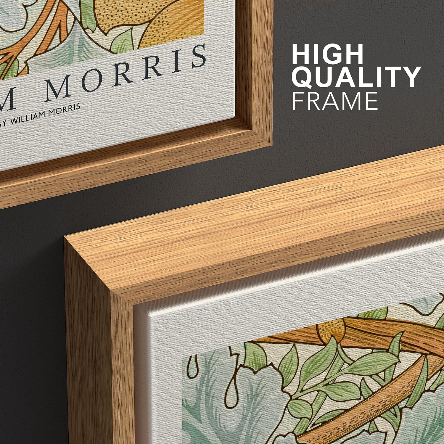 wall26 Framed Canvas Print Wall Art Set William Morris Flower Tapestry Posters Nature Wilderness Illustrations Modern Art Decorative Floral Botanical Minimal Calm for Bedroom - 24'x36'x3 Natural