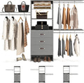 Armocity 96' Wood Closet System with 3 Enclosed Drawers & 3 Solid Shelves, 8FT Adjustable Closet Organizers and Storage, Heavy Duty Modular Wardrobe for Reach-In & Walk-In, 1000 LBS Load, Grey