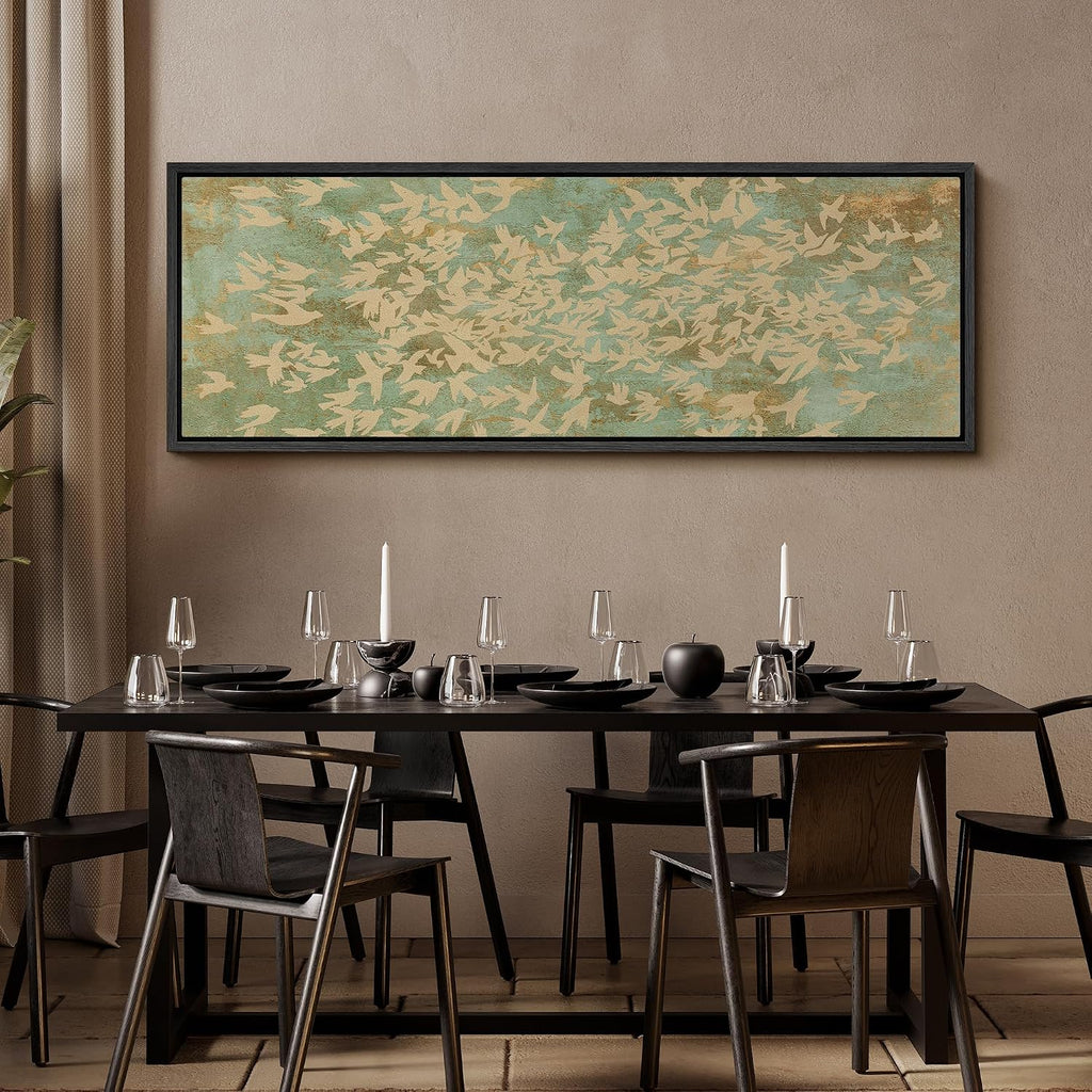 MUDECOR Large Framed Canvas Print Wall Art Vintage Botanical Floral Tapestry Ornamental Garden Antique Retro Ready to Hang Painting for Living Room Bedroom Multi-Sizes - 60'x20'