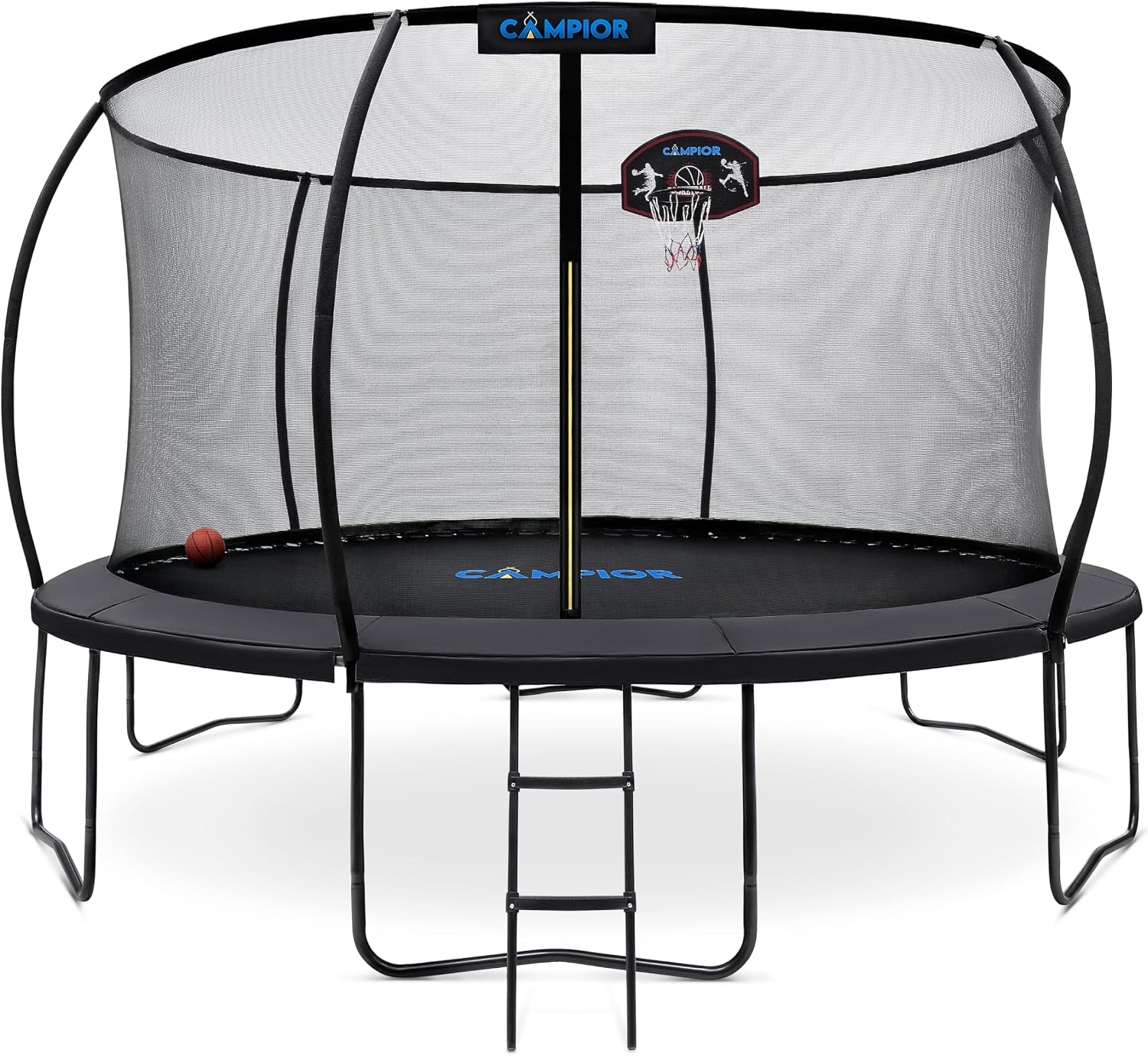 Pumpkin Trampoline with Basketball Hoop & Inner Enclosure - Safe, Durable,Family Fun - Heavy Duty Galvanized Springs - Waterproof Padding - Stable Base - Outdoor Backyard Style
