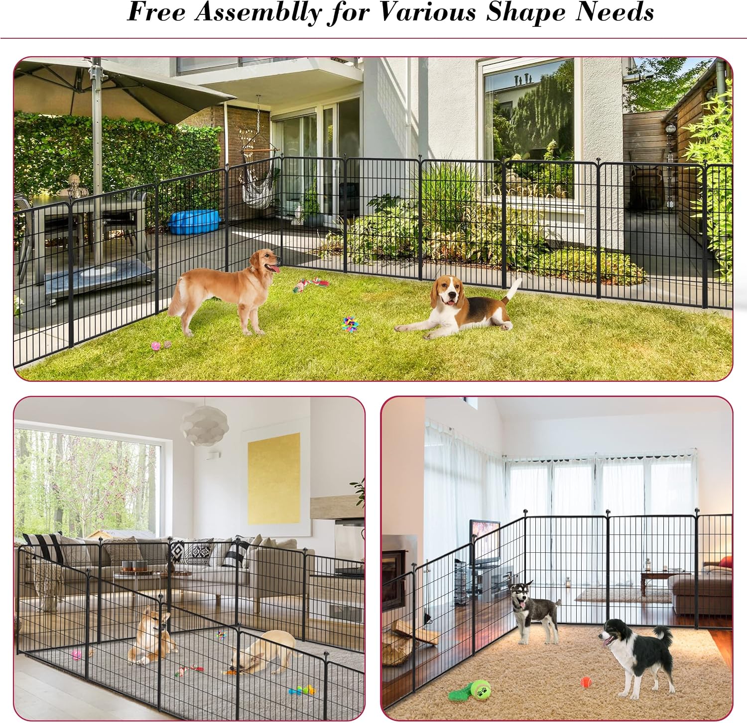 Dog Playpen 40 inch 20 Panels Indoor Outdoor Dog Pen for Large/Medium/Small Dogs Heavy Duty Metal Dog Fence Outdoor for Yard, Puppy Playpen with Door Portable Pet Fence for RV Camping Yard