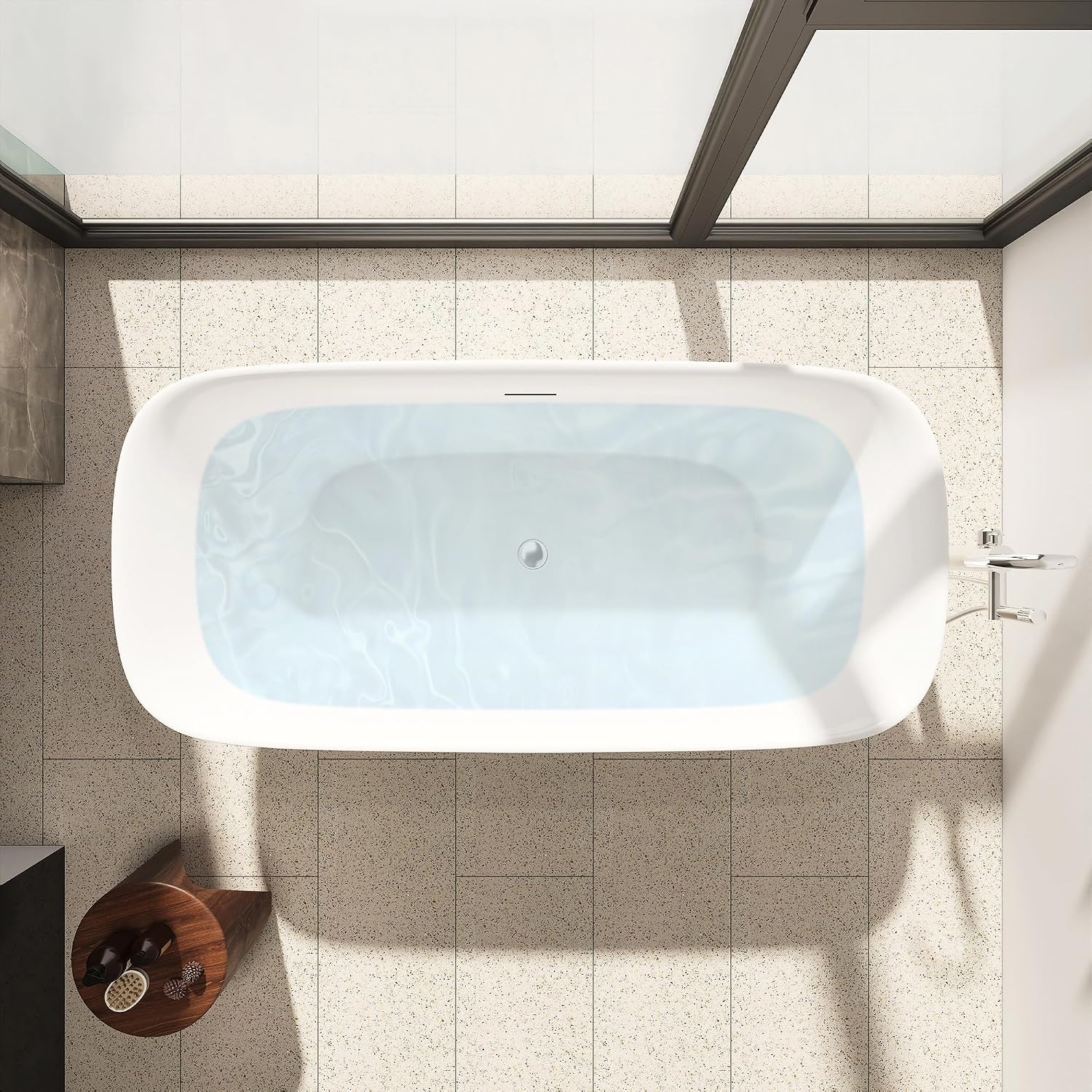 Sarnia 67' x 32' Flatbottom Freestanding Acrylic Soaking Bathtub in Glossy White