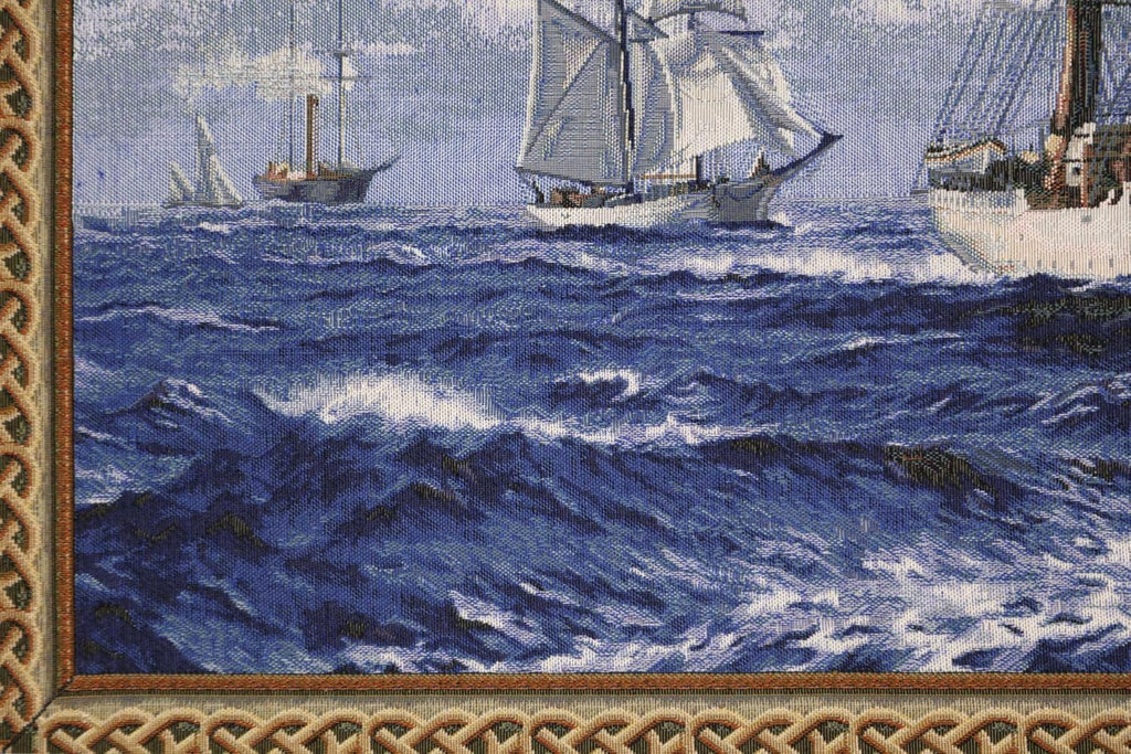 Charlotte Home Furnishings Inc Tapestry Wall Hanging, 27 x 52 Inch Tall Ships Wall Art, Jacquard Woven Boho Tapestry, Cotton Wall Tapestry for Bedroom, Living Room & Home Decor, European Soft Cotton Fabric