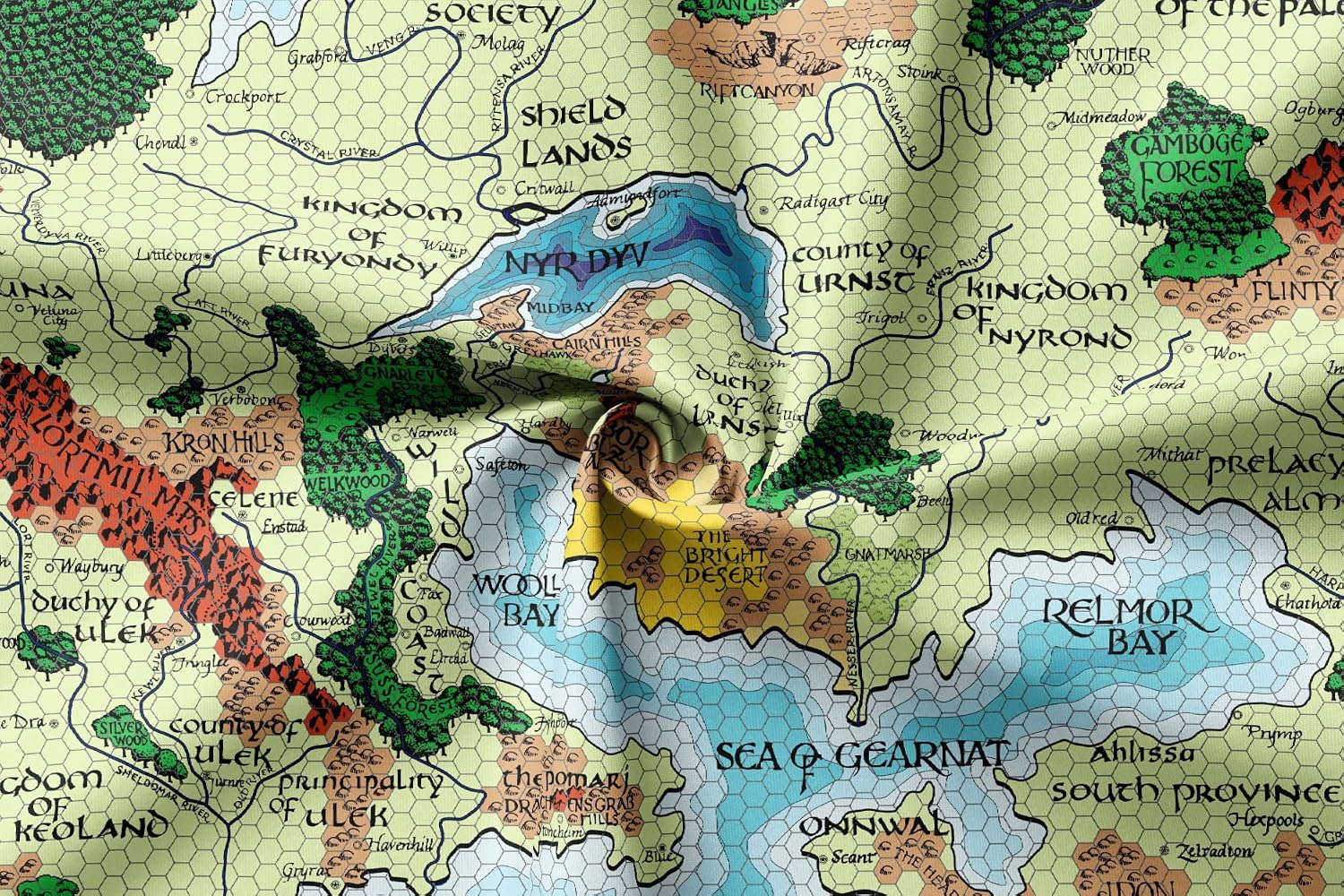 POLYMORPH PRINTS Greyhawk Indoor Wall Tapestry, Flanaess Advanced Dungeons and Dragons Indoor RPG Map Home Wall Decor | AD&D (104' x 88')