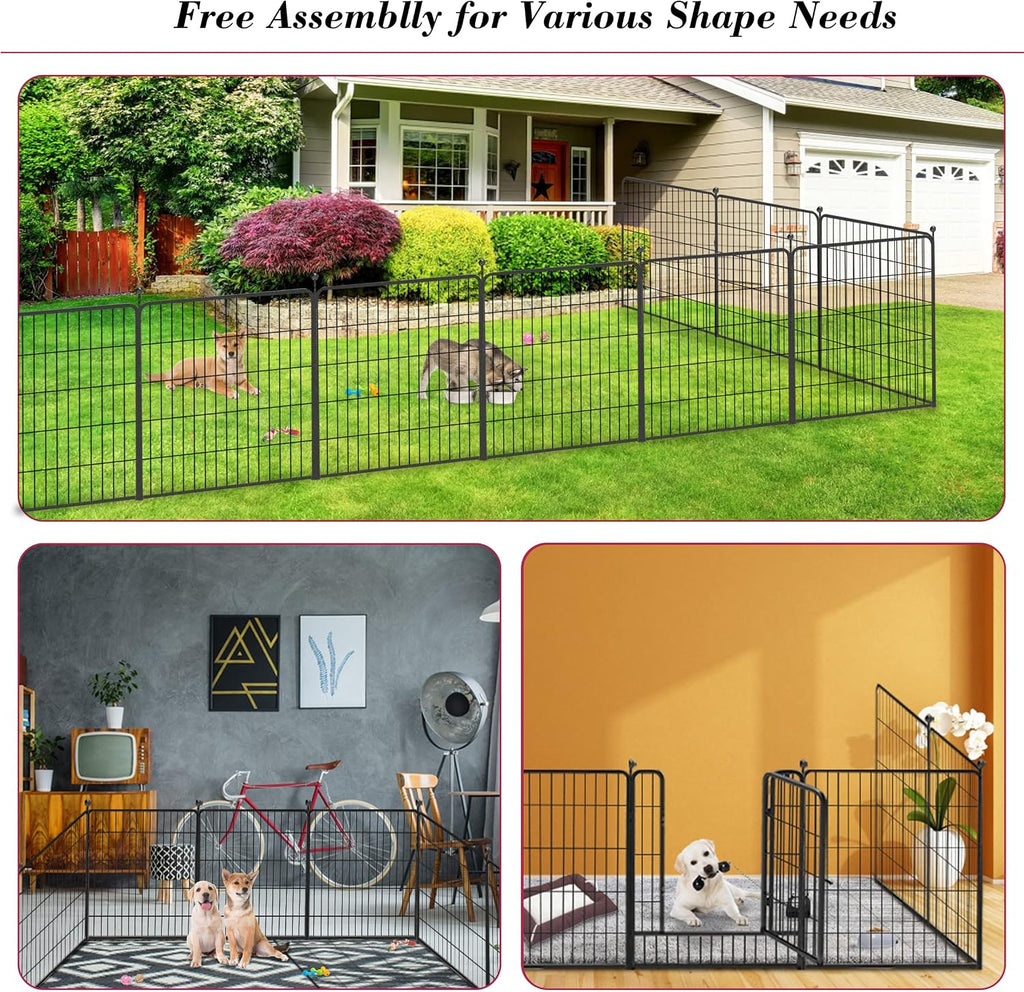 Dog Playpen 32 inch 28 Panels Indoor Outdoor Dog Pen for Medium/Small Dogs Heavy Duty Metal Dog Fence Outdoor for Yard, Puppy Playpen with Door Portable Pet Fence for RV Camping Yard