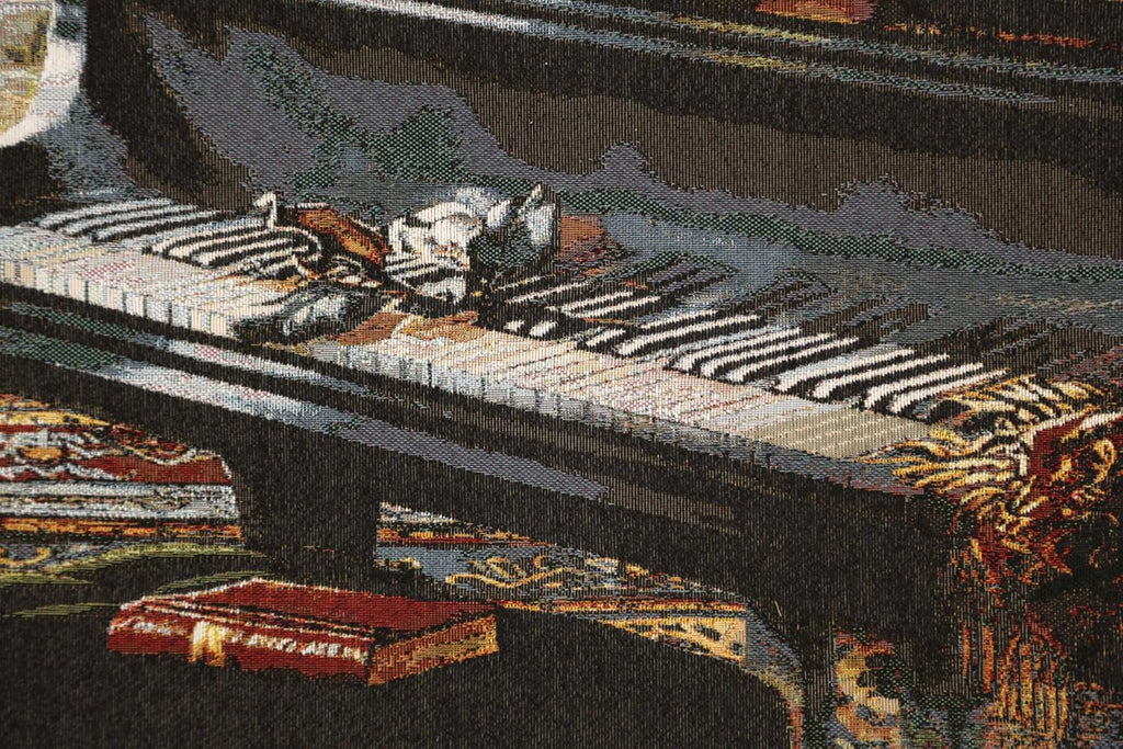 Charlotte Home Furnishings Inc Tapestry Wall Hanging, 27 x 51 Inch Piano By Candlelight Wall Art, Jacquard Woven Boho Tapestry, Cotton Wall Tapestry for Bedroom, Living Room & Home Decor, European Soft Cotton Fabric