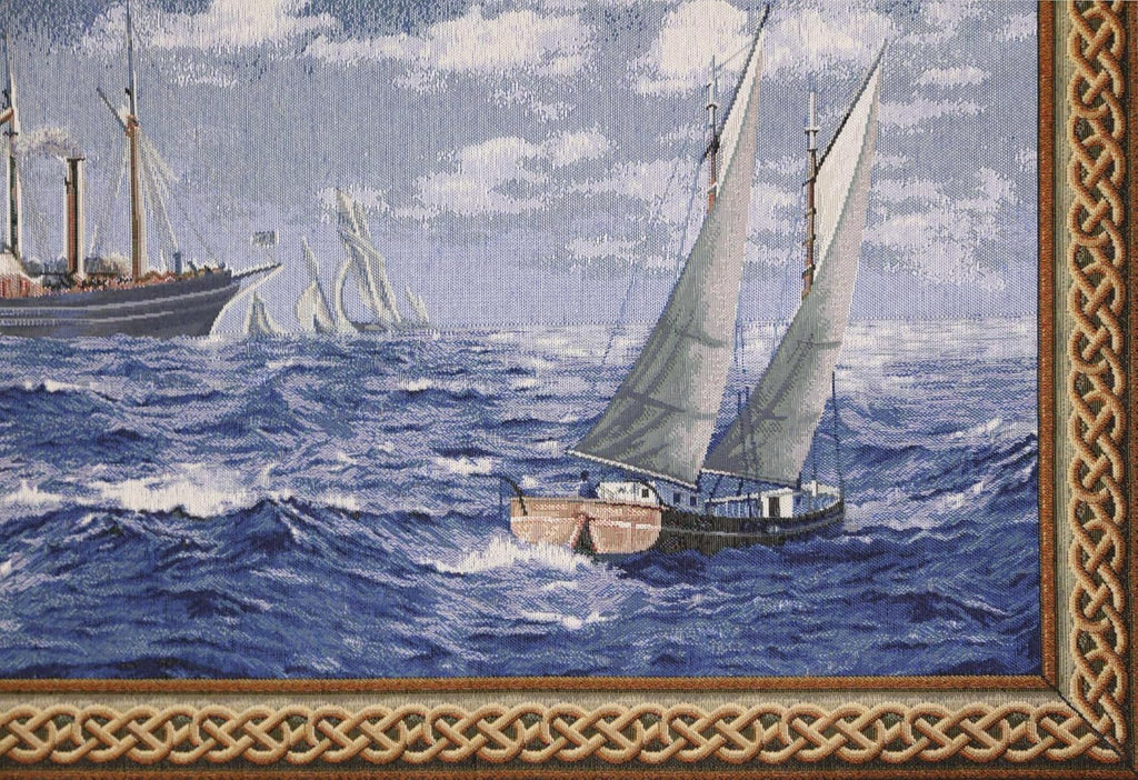 Charlotte Home Furnishings Inc Tapestry Wall Hanging, 27 x 52 Inch Tall Ships Wall Art, Jacquard Woven Boho Tapestry, Cotton Wall Tapestry for Bedroom, Living Room & Home Decor, European Soft Cotton Fabric