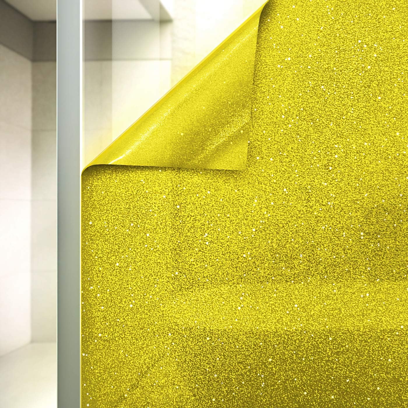VViViD Gold Yellow Crystal Tint Frosted Decorative Two-Way Privacy Window Adhesive Vinyl Film Roll (60in by 30ft)