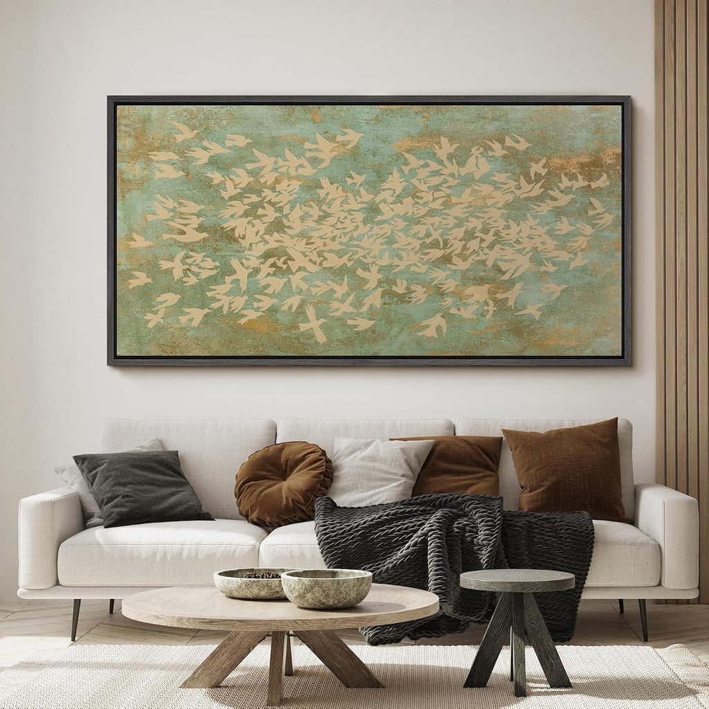 MUDECOR Extra Large Framed Canvas Print Wall Art Vintage Botanical Floral Tapestry Ornamental Garden Antique Retro Ready to Hang Painting for Living Room Bedroom Multi-Sizes - 60'x30'