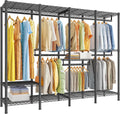 Raybee Clothes Rack Heavy Duty 1100 LBS Capacity Clothing Racks for Hanging Clothes Adjustable Garment Rack,17.7' D x 75.8' W x 76.9' H Black