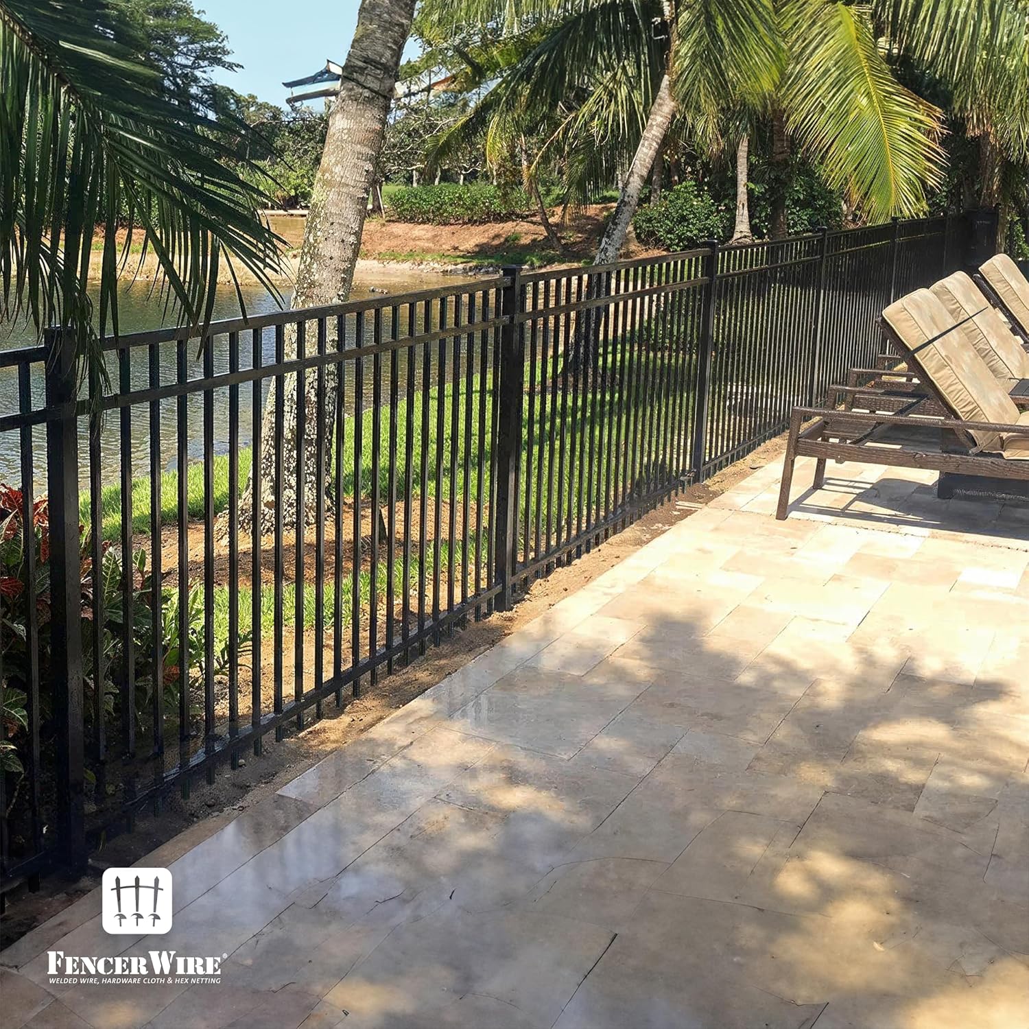 Fencer Wire Heavy Duty Flat Top Fence Barrier Panel, 6FT Height X 8FT Width Anti-Rust Metal Fencing Panel, Steel Outdoor Decorative Garden Fence Panel for Yard, Pool, Patio, Single Panel