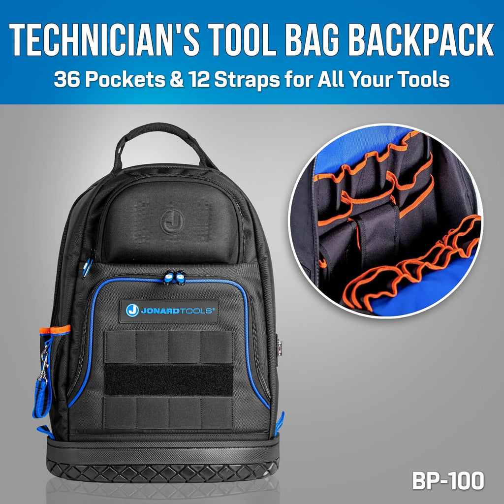 Jonard Tools TK-500 22-Piece Journeyman Electrician Tool Kit with Screwdrivers, Nut Drivers, Wire Stripper, Pliers, Voltage Detector, Jobsite Tools, and 48 Pocket Backpack