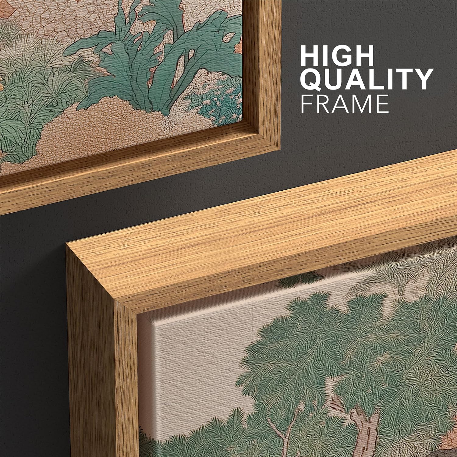 wall26 Framed Print Wall Art Set Vintage Japanese Garden Landscape Decorative Minimal Relax/Zen for Living Room, Bedroom, Office - 16'x24'x3 NATURAL