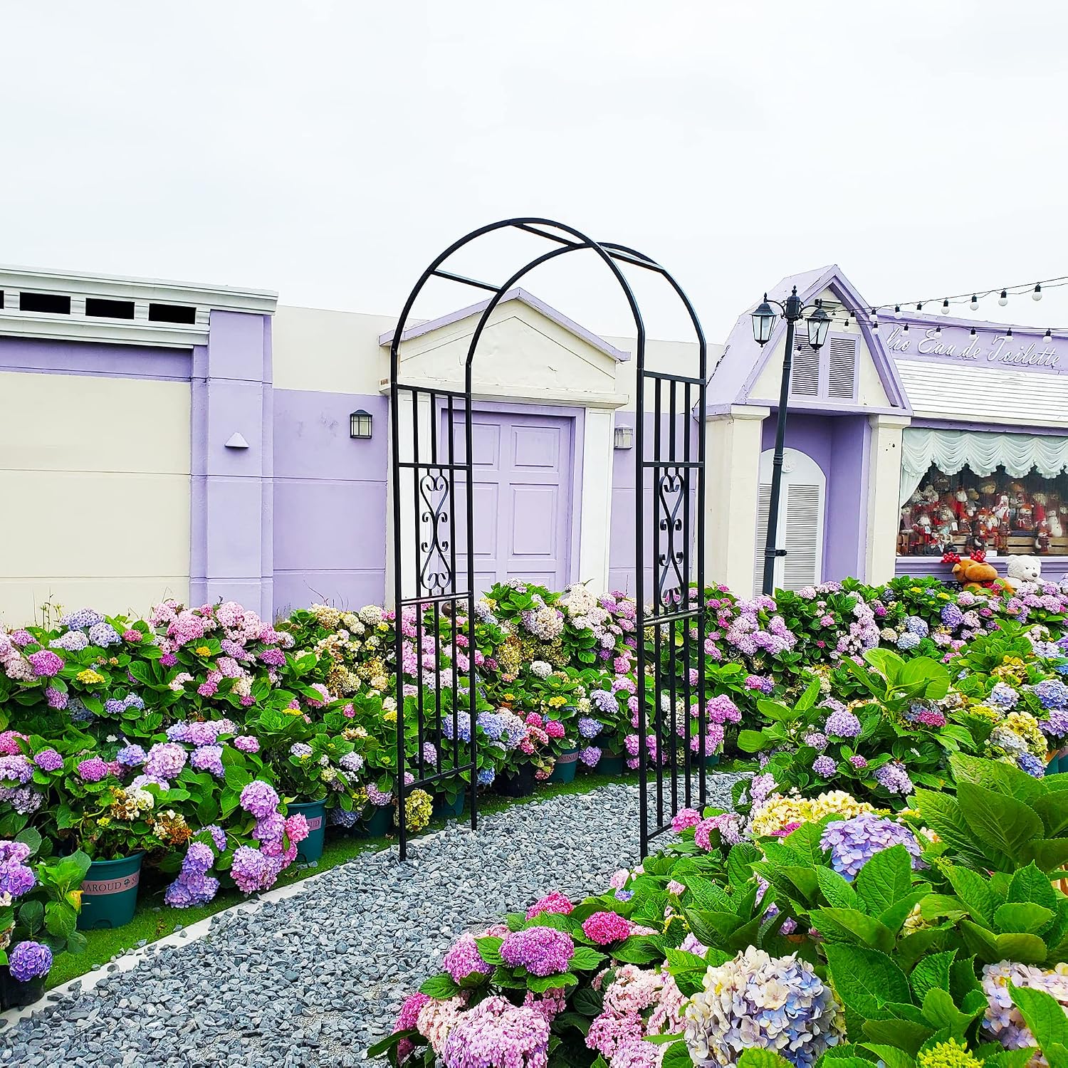 Metal Pergola Arbor, 100' H x 45' W Garden Arch Archway for Wedding Ceremony Party Curved Iron Plants Trellis Stand Use for Outdoor Garden Climbing Plants