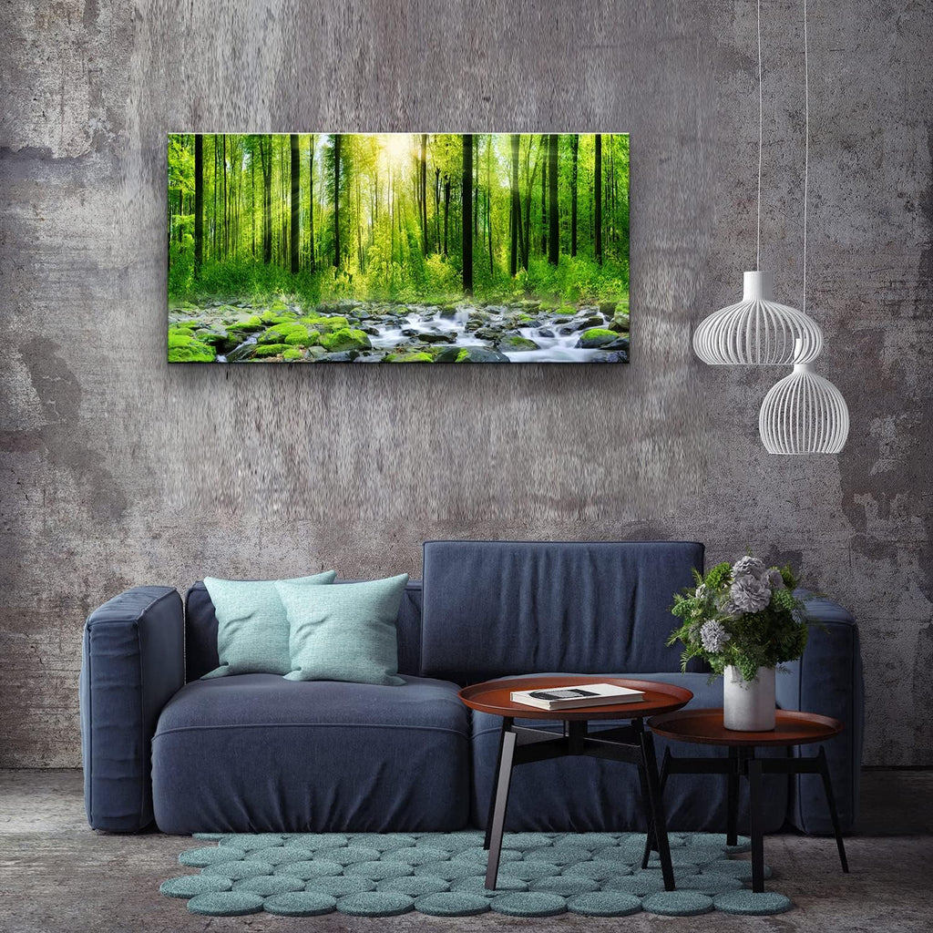 Canvas Wall Art for Bedroom Green Trees Landscape Sunshine Over Forest Photograph Printed Living Room Wall Decoration Large Mural Wall Art Print Artwork Natural Outdoor Pictures Size:30x58inch