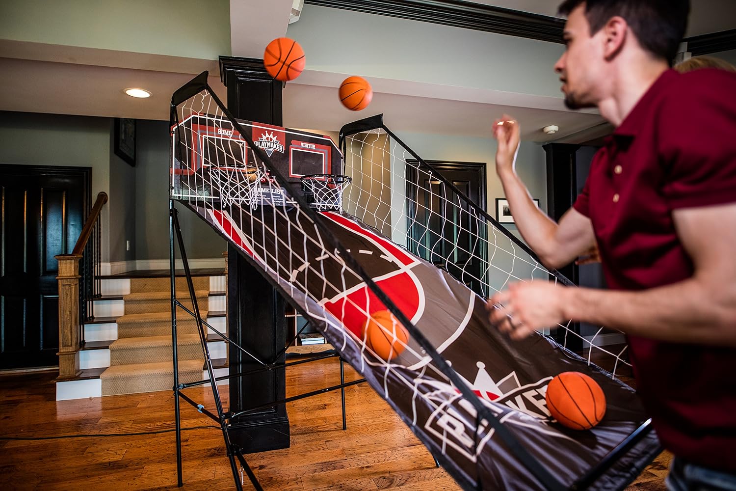 Triumph Playmaker Shootout Basketball Arcade Game – Electronic Scorer, LED Display, 8 Game Modes, 4 Balls, Pump & Quick Connect Frame – Fast-Paced Indoor Fun for Kids, Teens & Family Game Nights
