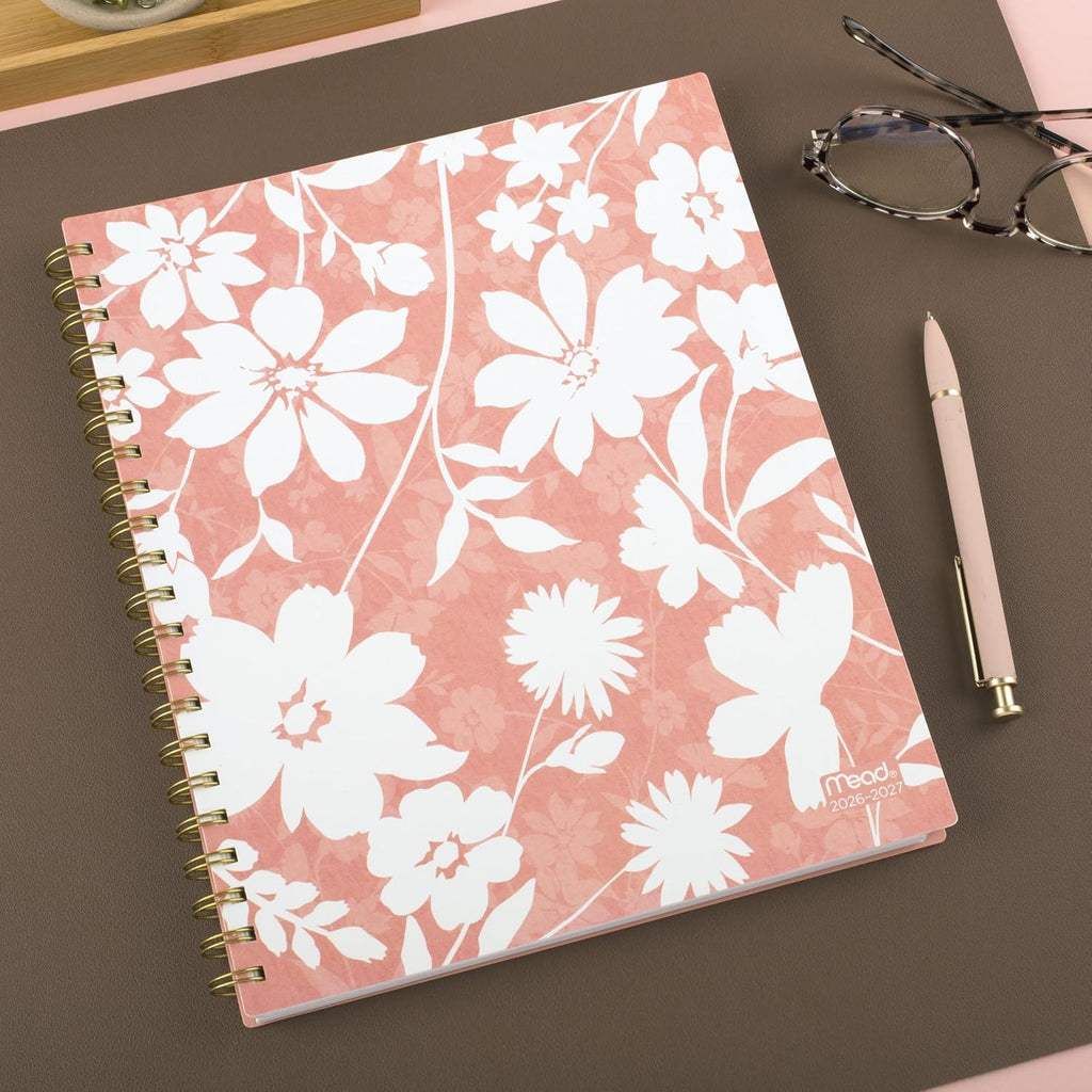 Mead Planner 2026-2027 Weekly & Monthly Academic 15-Month April-June, 8-1/2' x 11', Flower Patch (1804-905A) (Pack of 12)