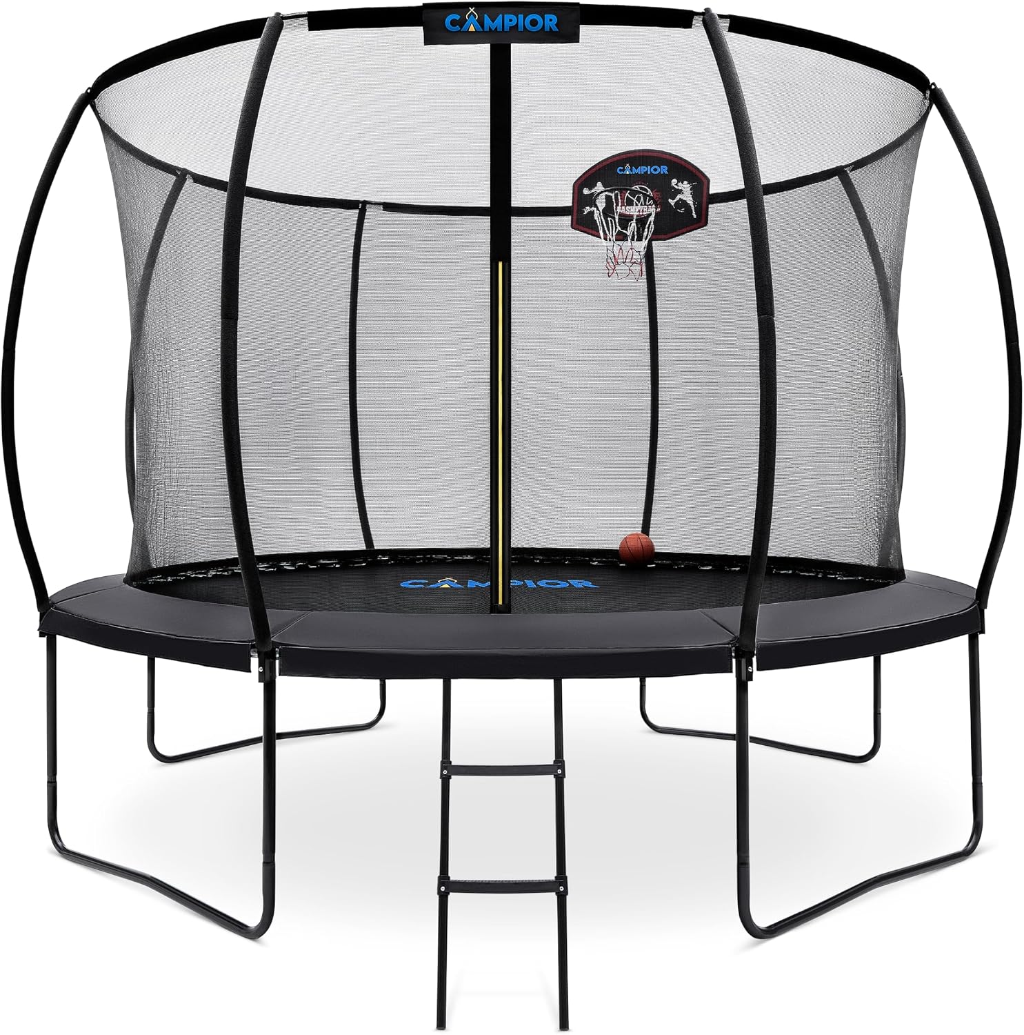 Pumpkin Trampoline with Basketball Hoop & Inner Enclosure - Safe, Durable,Family Fun - Heavy Duty Galvanized Springs - Waterproof Padding - Stable Base - Outdoor Backyard Style