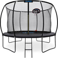 Pumpkin Trampoline with Basketball Hoop & Inner Enclosure - Safe, Durable,Family Fun - Heavy Duty Galvanized Springs - Waterproof Padding - Stable Base - Outdoor Backyard Style